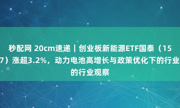 秒配网 20cm速递｜创业板新能源ETF国泰（159387）涨超3.2%，动力电池高增长与政策优化下的行业观察